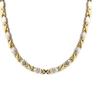 SIlver Sterling two Tone Necklace 17.25 inches